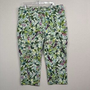 Chico's Women's Pants Size 3 Birds Of Paradise Crop Pants Vacation Mode Beach